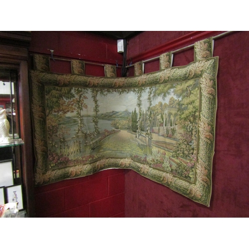 4180 - A Six Ten Home tapestry based on an 18th Century oil painting of a terrace overlooking Lake Como, It... 