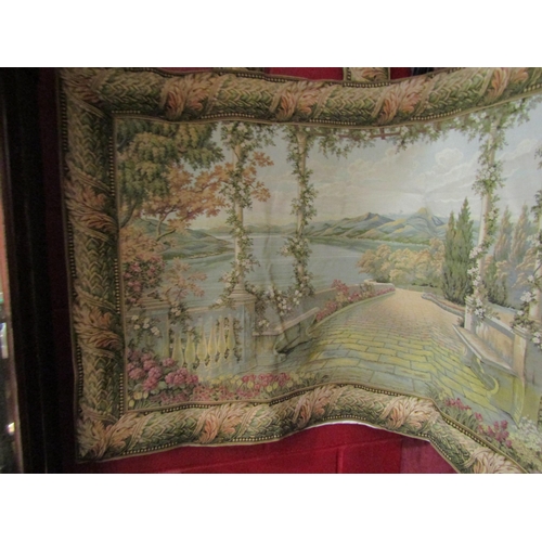 4180 - A Six Ten Home tapestry based on an 18th Century oil painting of a terrace overlooking Lake Como, It... 