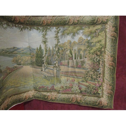 4180 - A Six Ten Home tapestry based on an 18th Century oil painting of a terrace overlooking Lake Como, It... 