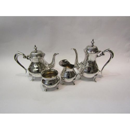 4187 - A silver plated four piece tea/coffee service with etched decoration, raised on feet   (R) £15