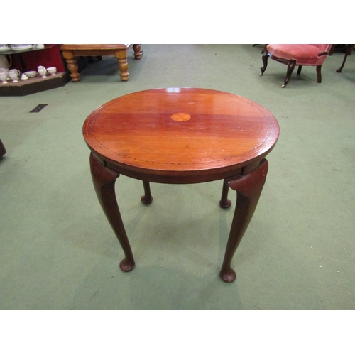 4192 - A mahogany inlaid circular occasional table on pad feet, 55cm tall x 60cm diameter