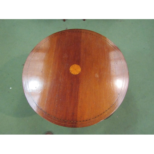 4192 - A mahogany inlaid circular occasional table on pad feet, 55cm tall x 60cm diameter