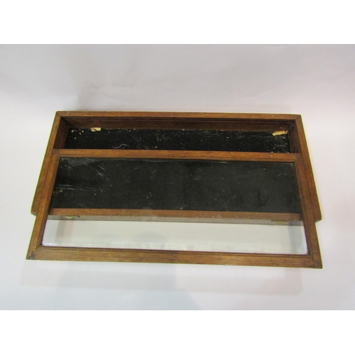 4196 - A rectangular oak table-top display case, slide action top, 6cm tall x 55cm long x 24cm wide