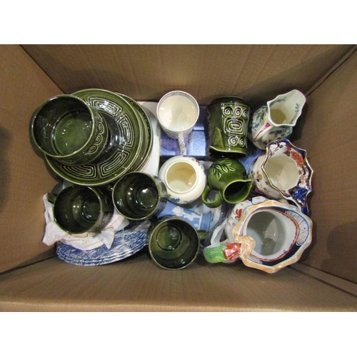 4216 - A box of ceramics including Mason's and Sylvac Totem