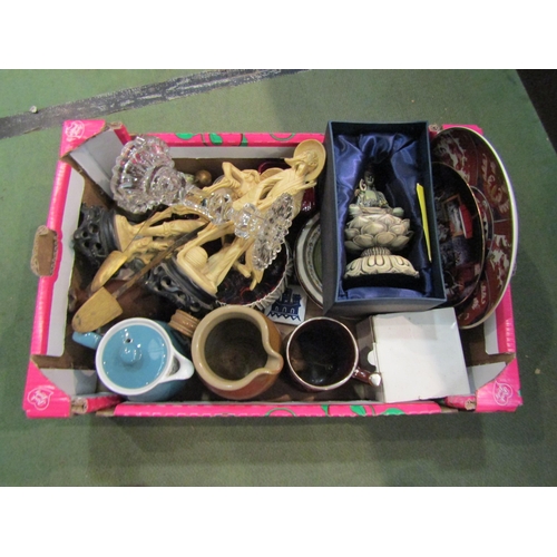 4218 - A box of assorted items including Poole bowl, Denby jug, Spode, Wade etc