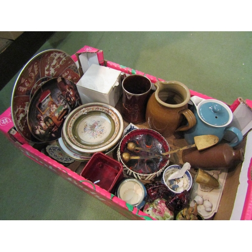 4218 - A box of assorted items including Poole bowl, Denby jug, Spode, Wade etc