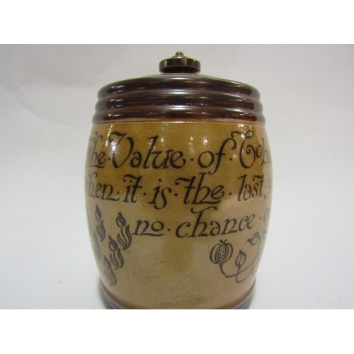 4232 - A Royal Doulton stoneware tobacco jar decorated with a motto 'The Value of Tobacco is best understoo... 