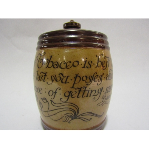 4232 - A Royal Doulton stoneware tobacco jar decorated with a motto 'The Value of Tobacco is best understoo... 