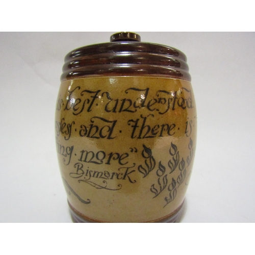 4232 - A Royal Doulton stoneware tobacco jar decorated with a motto 'The Value of Tobacco is best understoo... 