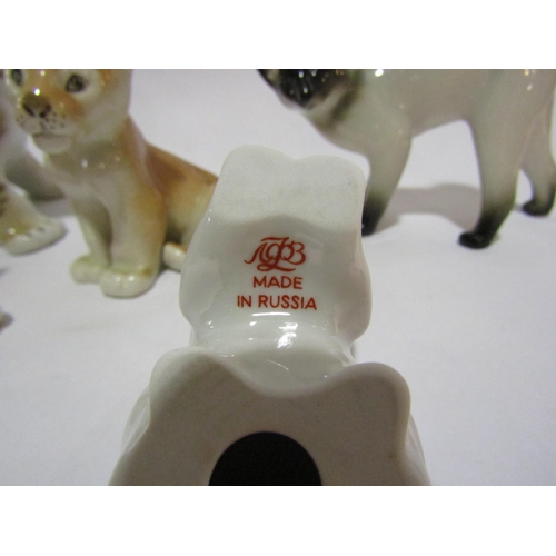 4249 - Six Lomonosov USSR ceramic figures: five cats and a dog