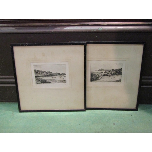 4281 - Two etchings signed A. Simes (Edgar James Maybery 1887-1964): Combe Martin, Devon and Watermouth Cas... 