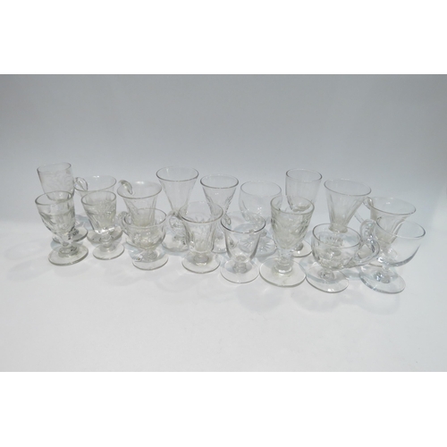 4410 - A collection of glasses to include custard cups, wine glasses etc. One a/f