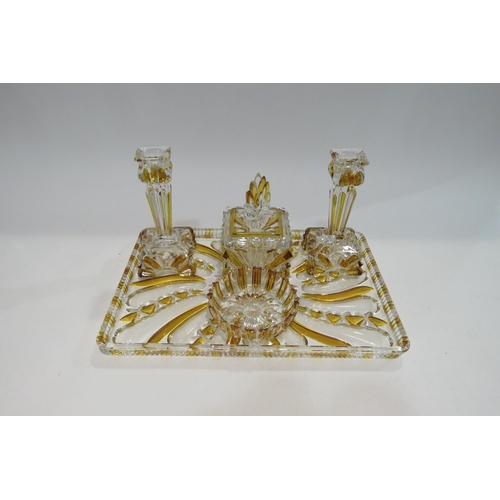 4427 - A glass Art Deco style dressing table set