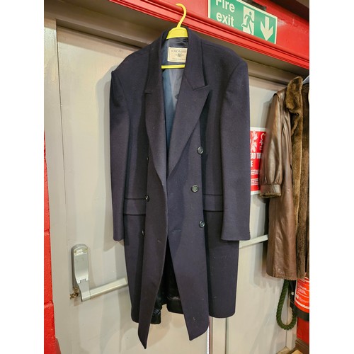 4176 - A Crombie navy pure new wool double breasted overcoat, Reg. 46