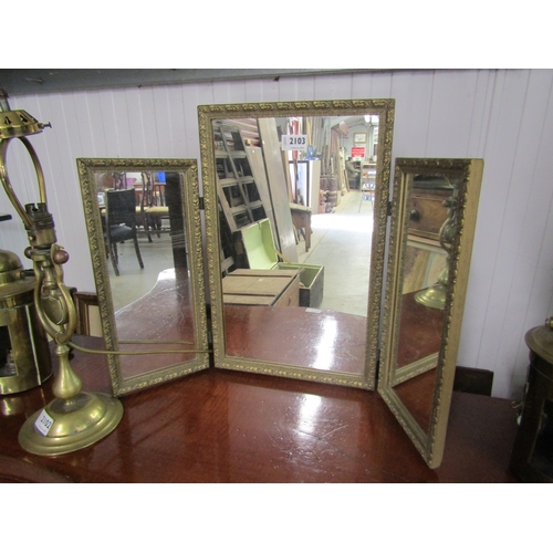 2135 - A small gilt framed tripple dressing table mirror     (E) £8-12