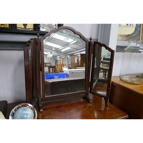 2156 - A 1930's mahogany tripple dressing table mirror