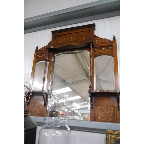 2142 - An Edwardian rosewood overmantle mirror