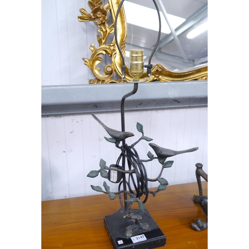 2147 - A metal bird in branches lamp