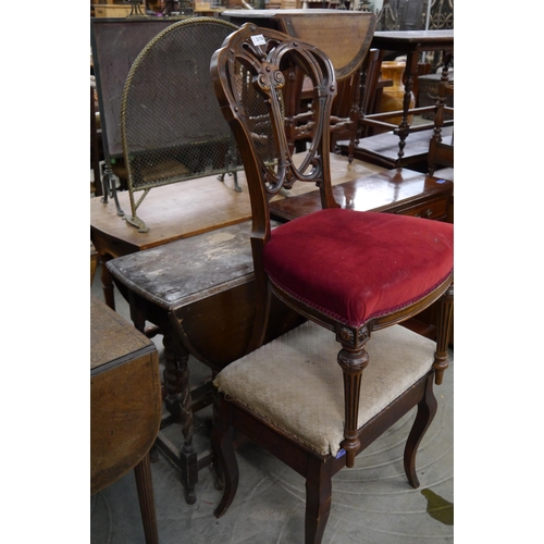 2176 - A piano stool, carved back chair and barley twist gate leg table (3)