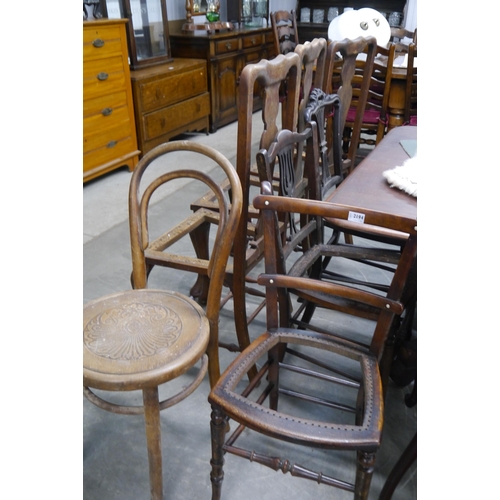 2194 - Six assorted chair frames for re-caneing     (E) £10-20