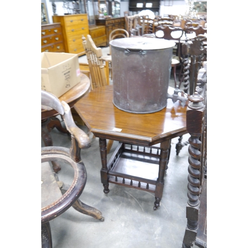 2202 - An Edwardian mahogany octagonal top occasional table with galleried undertier