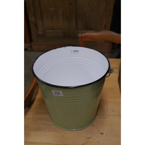 2294 - A green enamel milking bucket