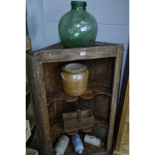 2326 - A green glass Carboy and ceramic pots and a trug