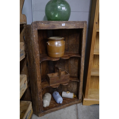 2327 - A Victorian  pine corner cupboard, shaped shelves     (R) £20