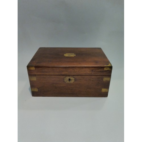 4451 - A Victorian walnut desk box, tooled leather slope, brass mounts