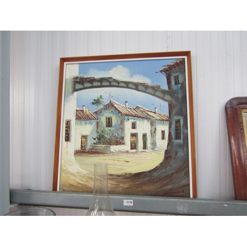 2173 - A textured oil on canvas of a Mediterranean scene signed     (E) £10-20