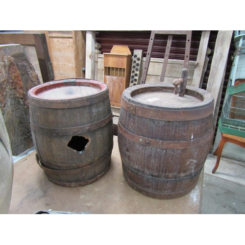 2027 - Two small oak bound barrells