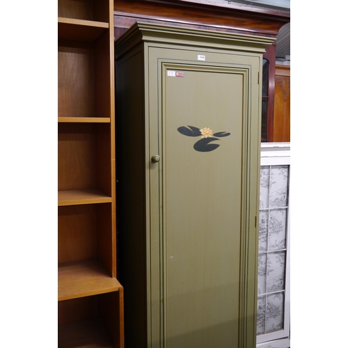 2343 - A green painted single door wardrobe