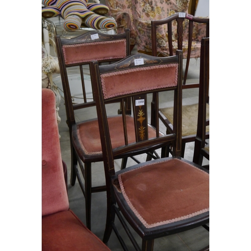 2358 - A pair of Edwardian bedroom chairs with upholstered back and seat     (E) £8-12