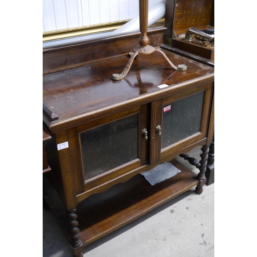 2414 - A turn of the 20th Century washstand with glazed cupboard doors