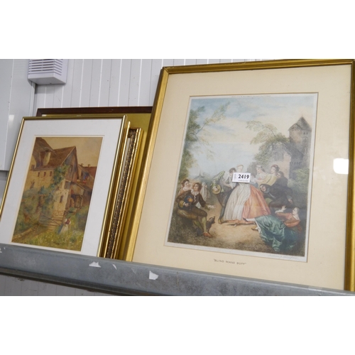 2419 - A pair of original 1926 W J Allingham stipple engravings, framed and glazed 