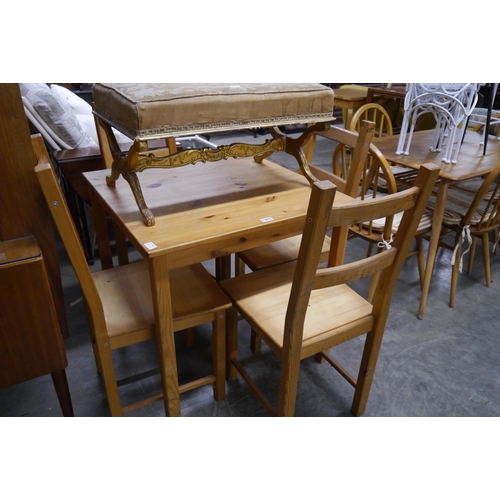 2432 - A modern pine square kitchen table and four chairs