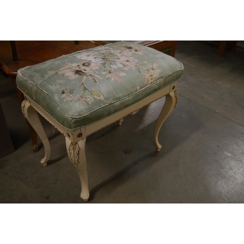 2438 - A cabriole leg stool, for re-upholstery, silk top