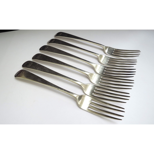 6466 - A set of six William Marshall Georgian silver forks, Edinburgh 1801 and 1802, 394g