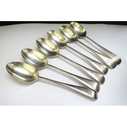 6475 - A set of six Jason Walker and Tolhurst Ltd silver dessert spoons, London 1896, 304g