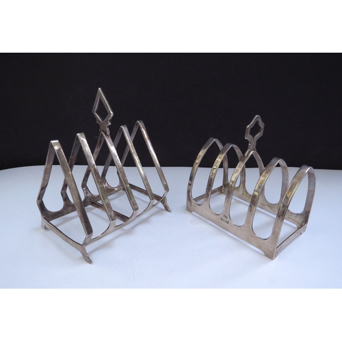 6456 - Two silver toast racks, Adie Bros Ltd, Birmingham 1929 and Emile Viner, Sheffield 1963, 110g