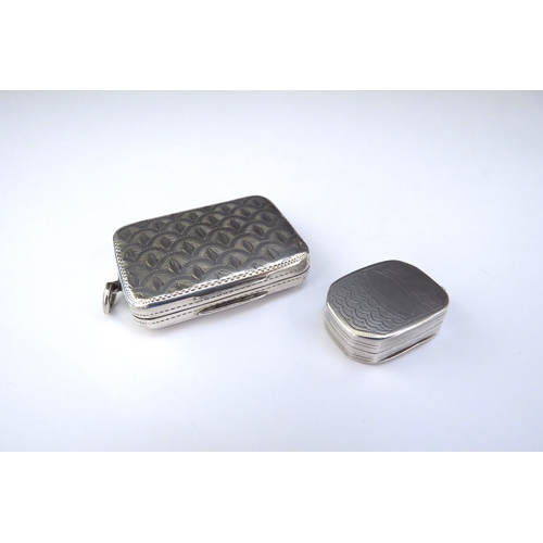 6433 - A Samuel Pemberton silver snuff box, Birmingham 1810, with engraved decoration 13.2g and a George Un... 