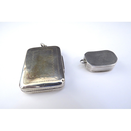 6433 - A Samuel Pemberton silver snuff box, Birmingham 1810, with engraved decoration 13.2g and a George Un... 