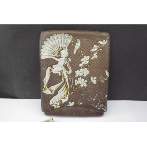 6462 - A Concordia Ball cream silk purse with dance card and music programme dated 11 Feb 1901 and a leathe... 