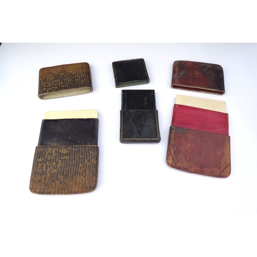 6467 - Five various card/cigar cases including leather and tooled examples and a beaded spectacle case