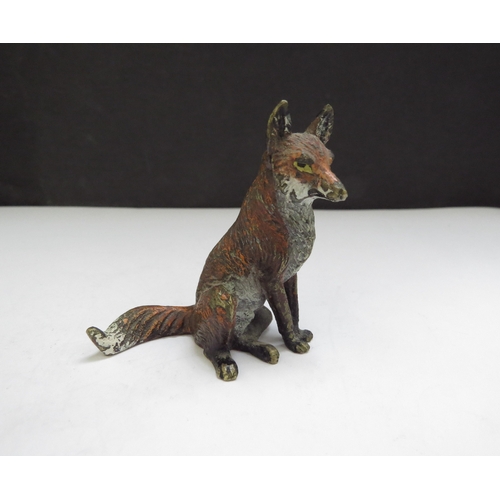 6388 - An Austrian cold painted bronze of a fox, 5cm long