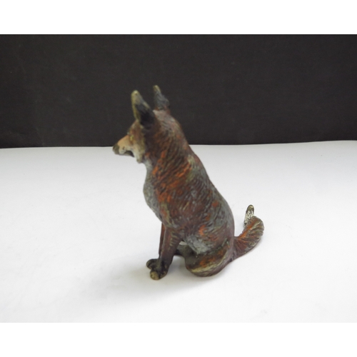 6388 - An Austrian cold painted bronze of a fox, 5cm long