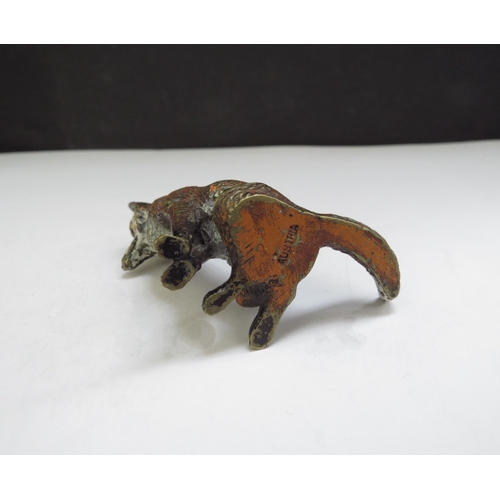 6388 - An Austrian cold painted bronze of a fox, 5cm long