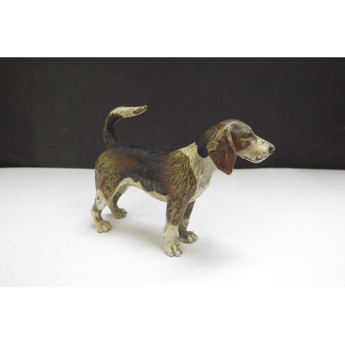 6386 - An Austrian cold painted bronze of a hound, 8cm long