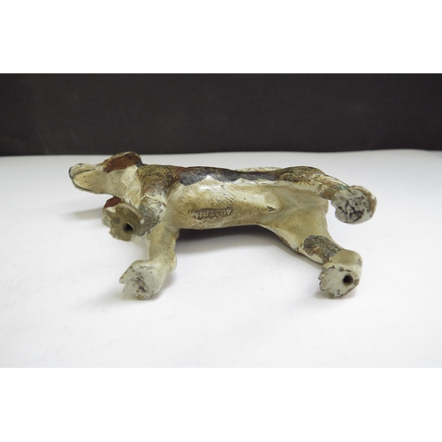 6386 - An Austrian cold painted bronze of a hound, 8cm long