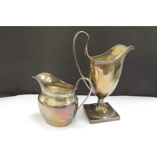 6403 - Two George Nathan & Ridley Hayes silver cream jugs, one of helmet form, Chester 1897, 16.5cm tall, 2... 